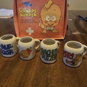 Vintage Cartoon Mini Mugs Set
